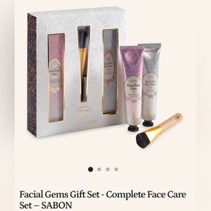 Sabon Facial Mask Set - floral mask and mud mask with a face mask brush